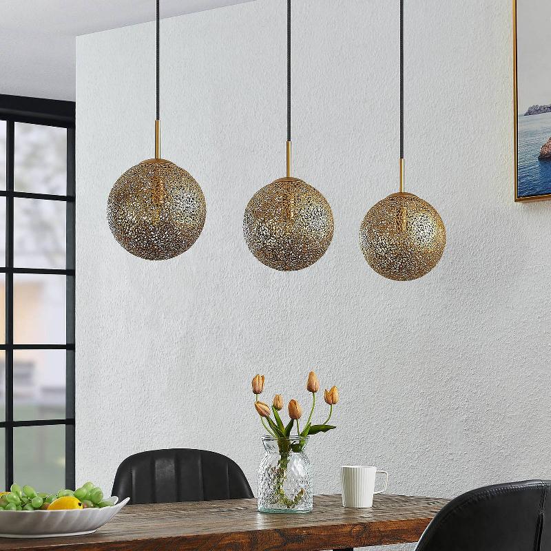 LINDBY CARALINA SUSPENSION À TROIS LAMPES, SPHÈRES
