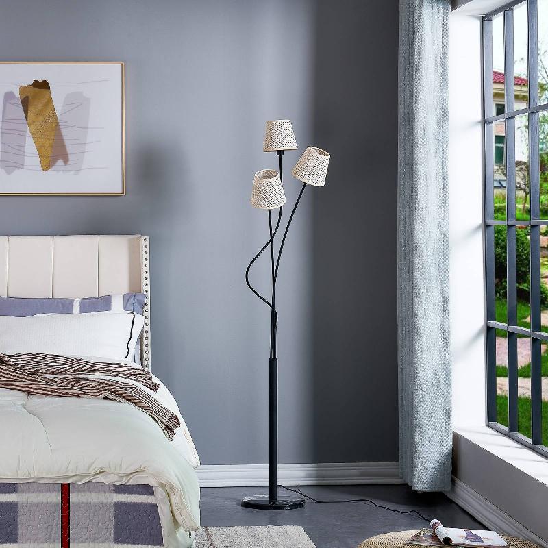 LINDBY LAMPE SUR PIED TORVY, NOIR/BLANC, MÉTAL, 165 CM, E14