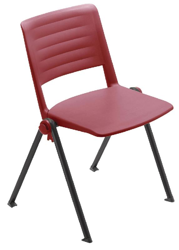 LOT DE 4 CHAISES MATCH PIÈTEMENT NOIR DOSSIER/ASSISE POLYPRO COLORIS ROUGE - MANUTAN COLLECTIVITÉS