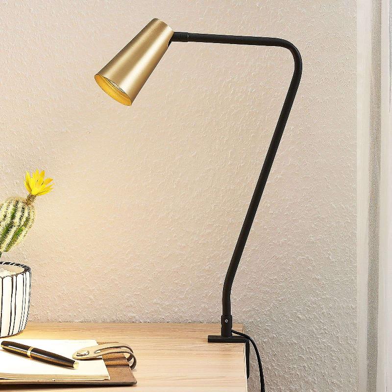 Lampe de bureau à pince en laiton avec LED avec variateur tactile