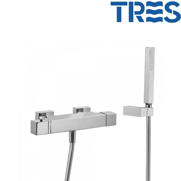 MÉLANGEUR DOUCHE THERMOSTATIQUE AVEC CASCADE CHROMÉ CUADRO - TRES 1071749