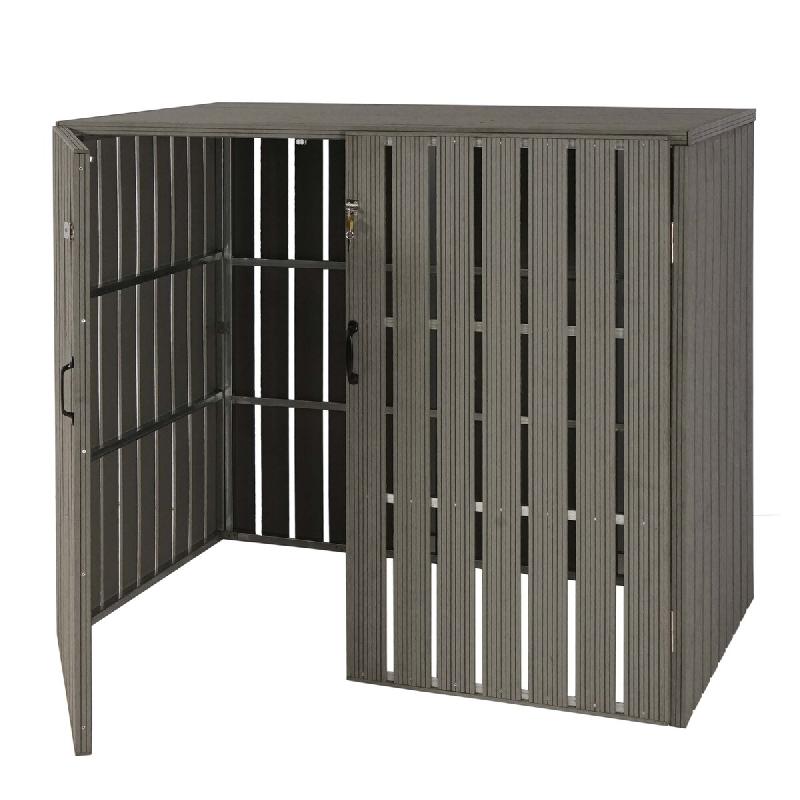 Mendler XL Habillage de conteneur à déchets en WPC 2x/4x HWC-J28, Box pour conteneurs à déchets, métal aspect bois, extensible ~ gris - gris mét_0