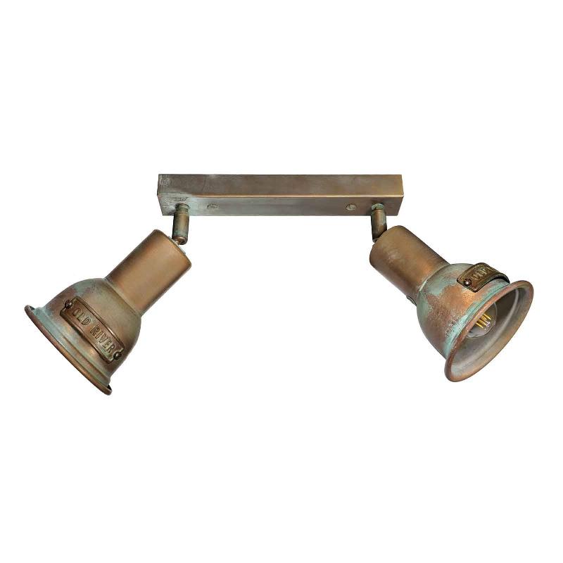 MORETTI LUCE PLAFONNIER AZALI 1548.E27, 2 LAMPES, LAITON ANCIEN