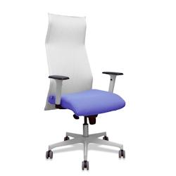 Piqueras y Crespo - Fauteuil de direction Albacete ergonomique, malla blanc, bali bleu clair, bras réglables, base blanche, roues parquet 65mm - multi-matériau 13SM10B261B354BR65G_0