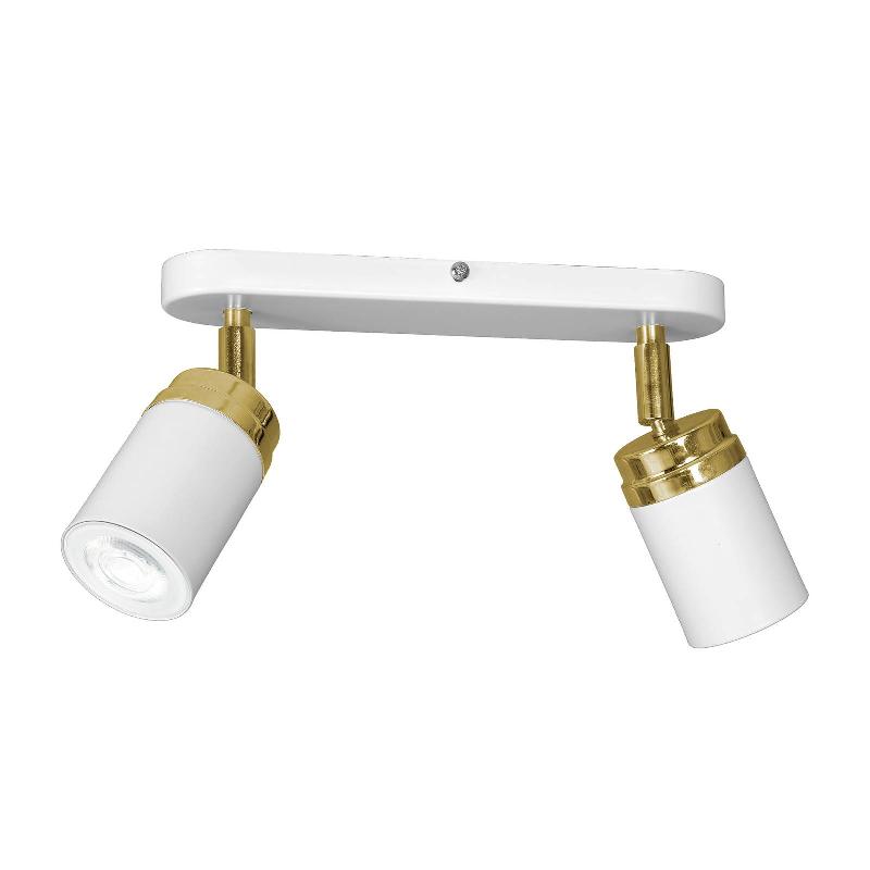 LUMINEX PLAFONNIER À SPOTS RONDO BLANC/DORÉ, À 2 LAMPES