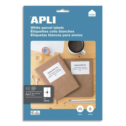 POCHETTE DE 40 ETIQUETTES MULTI-USAGE AGIPA - BLANCHES - 105 X 148MM