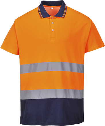 Polo coton bicolore orange marine s174, 4xl_0