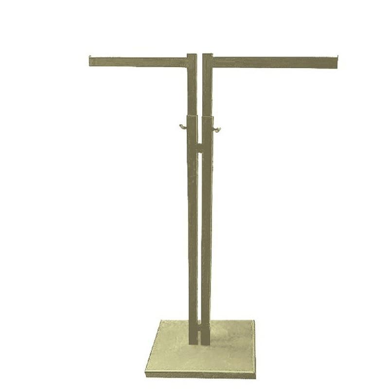 Portant 2 bras champagne base en métal 45x45x H 130 - 180cm_0