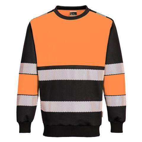 PORTWEST PW376 SWEAT-SHIRT PW3 H-VIS CLASS 1 ORANGE/NOIR - TAILLE S