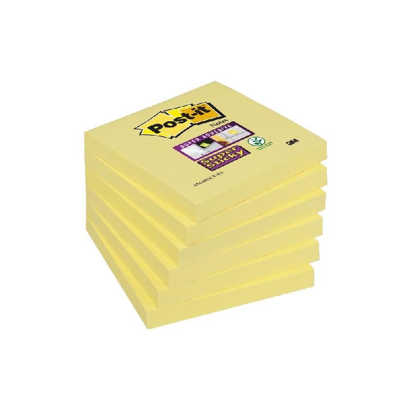 POST-IT® BLOC DE NOTES ADHÉSIVES (654-6SSCY) SUPER STICKY - 76 X 76 MM - COULEUR : JAUNE