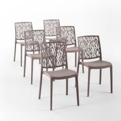RATTATAN Set 6 Chaises en polypropylène avec fibre de verre empilables pour extérieur et jardin, bar et restaurant, cuisine design moderne - LISA -_0