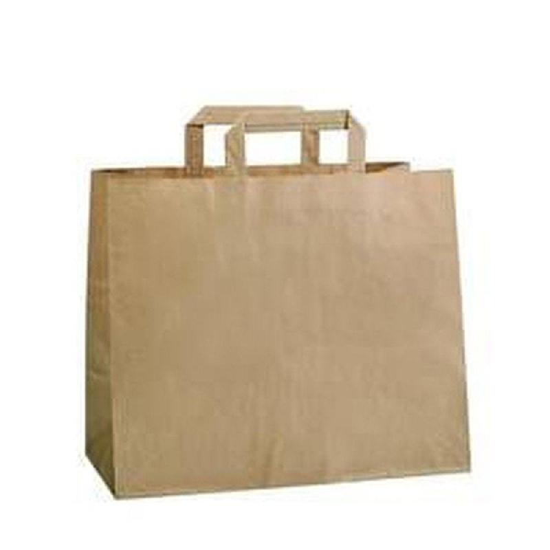 Sac traiteur kraft brun poignées plates 32+21x29m - par 200_0