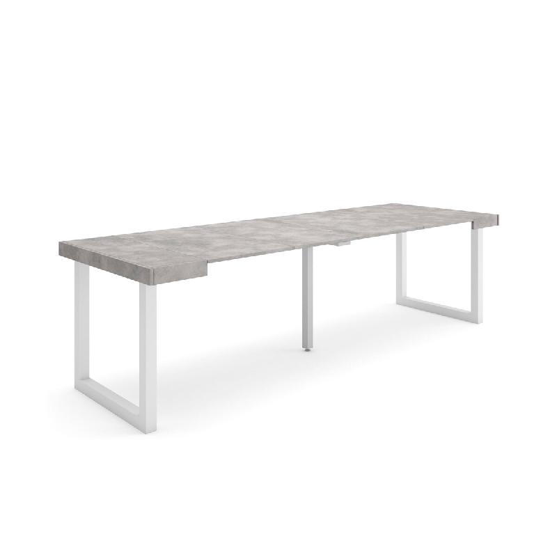 SKRAUT HOME Table console extensible, 260, Pour 12 personnes, Pieds bois massif, Ciment - gris Bois manufacturé 385_18_0
