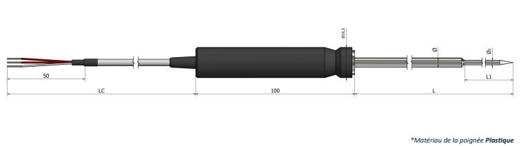 Sonde de résistivité à piquer RTD - Pointe réduite PP40 - Pt100, Pt500, Pt1000_0
