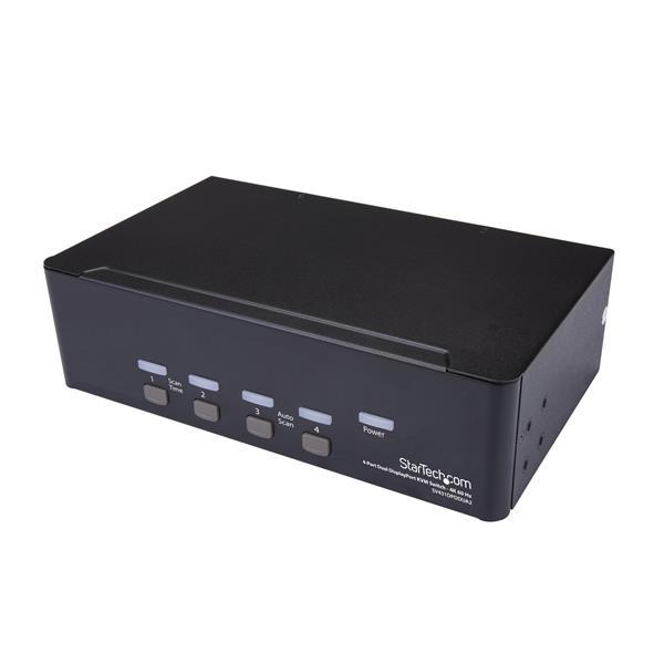 StarTech.Com Switch KVM double affichage DisplayPort 4K 60 Hz à 4 ports avec hub USB 2.0 intégré_0