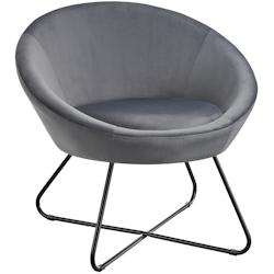TecTake GmbH tectake Fauteuil cocktail CENTERA rond et rembourré - Aspect velours anthracite - 405570 - gris acier 405570_0