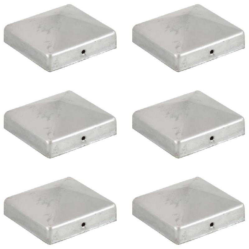Vidaxl bouchons de poteau de clôture 6 pcs métal galvanisé 81x81 mm 145490_0