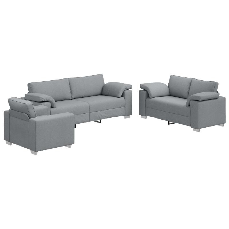 VidaXL Canapé 3 pcs Gris clair 219 x 80 x 82 cm Tissu en lin mélangé Modèle Vega Smart Pro - Matériau naturel 3324658_0
