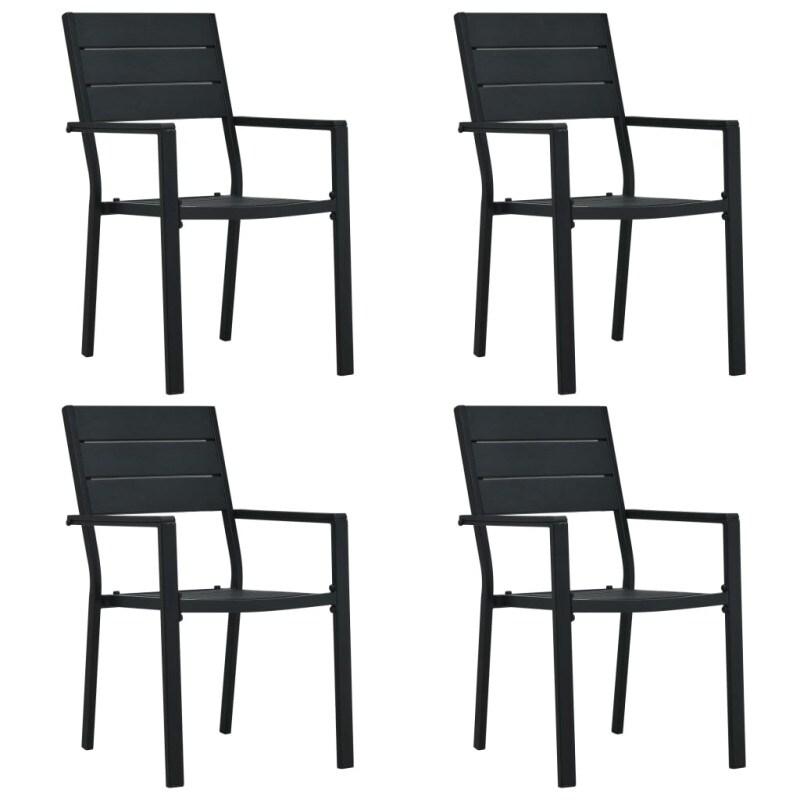 VidaXL Chaises De Jardin Lot De 4 Noir Pehd Aspect De Bois - noir 47886_0