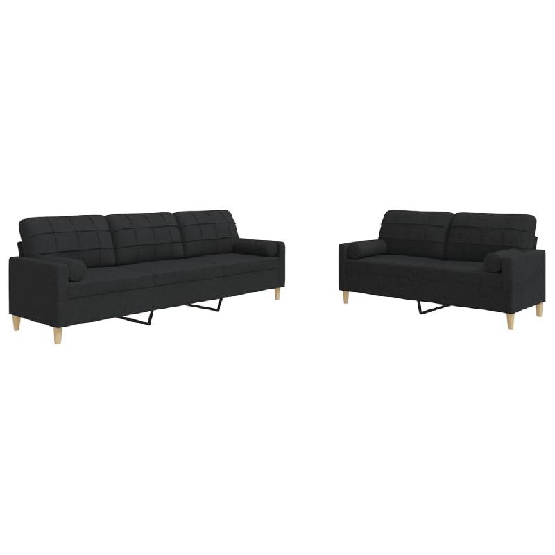 VidaXL Ensemble de canapés 2 pcs avec coussins décoratifs noir tissu Modèle Soraya - 3278339_0