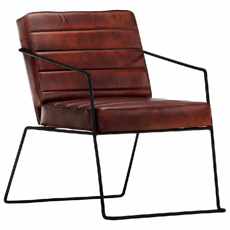 VidaXL Fauteuil Marron foncé Cuir véritable Modèle Zervella - 284412_0