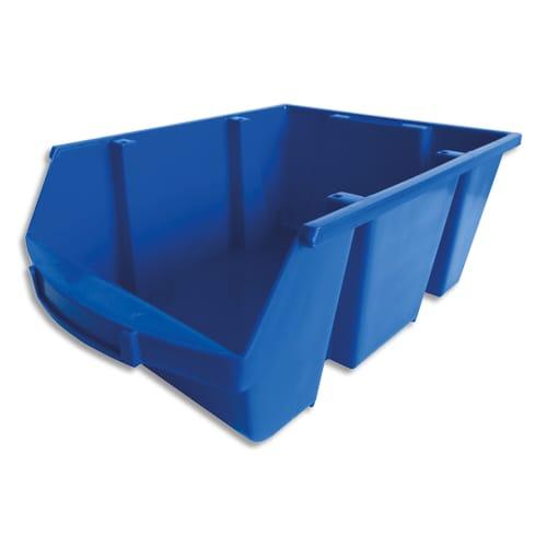 Viso bac de rangement à bec 28L Spacy - porte-étiquette en polypropylène bleu - L30,5 x H17,5 x P46 cm_0