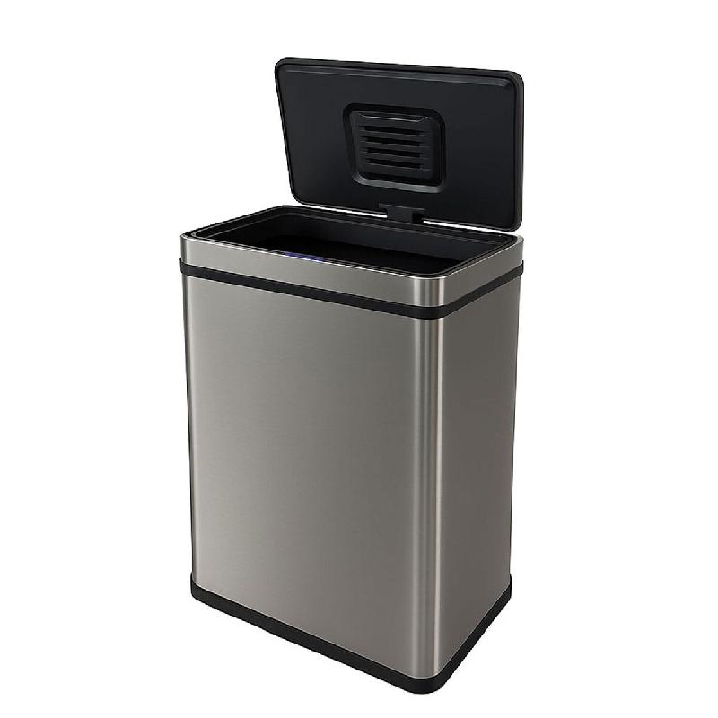 WellHome - Poubelle 50L de couleur Métallique en Acier inoxydable avec Capteur automatique et Filtre anti-odeurs 39x27x54cm - argenté inox WH15659_0