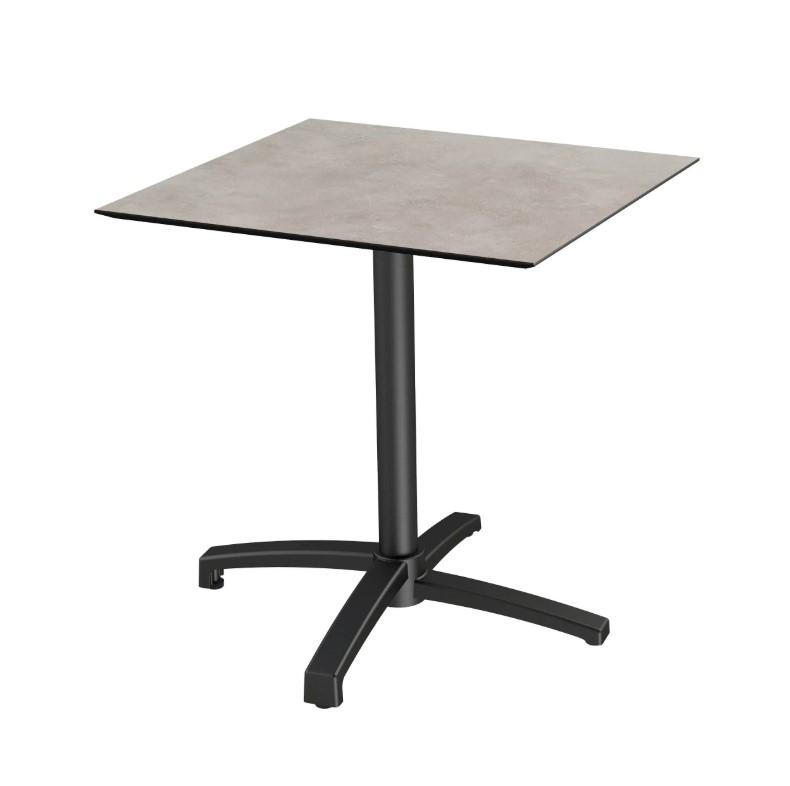 X Cross table de bistrot avec piètement noir + plateau HPL Moonstone 70x70 cm_0