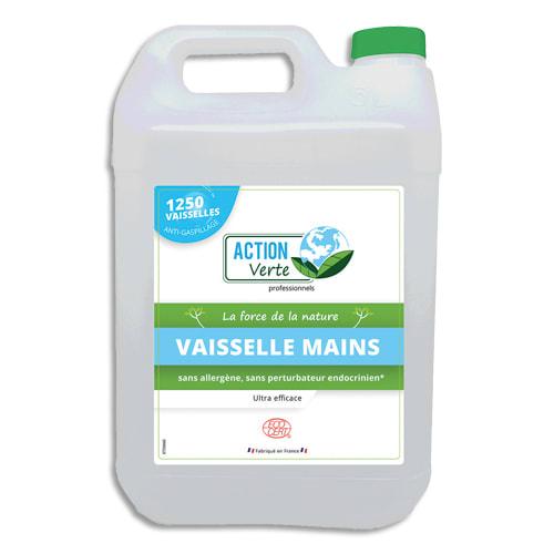 Action verte bidon de 5 litres de liquide vaisselle ecocert 0% parfum. Formule professionnelle_0