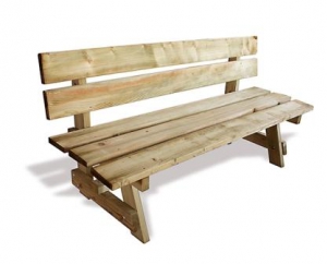 Banc public en bois nordique - Pin traité autoclave classe 4 - Dimensions 1750x580x840 mm_0