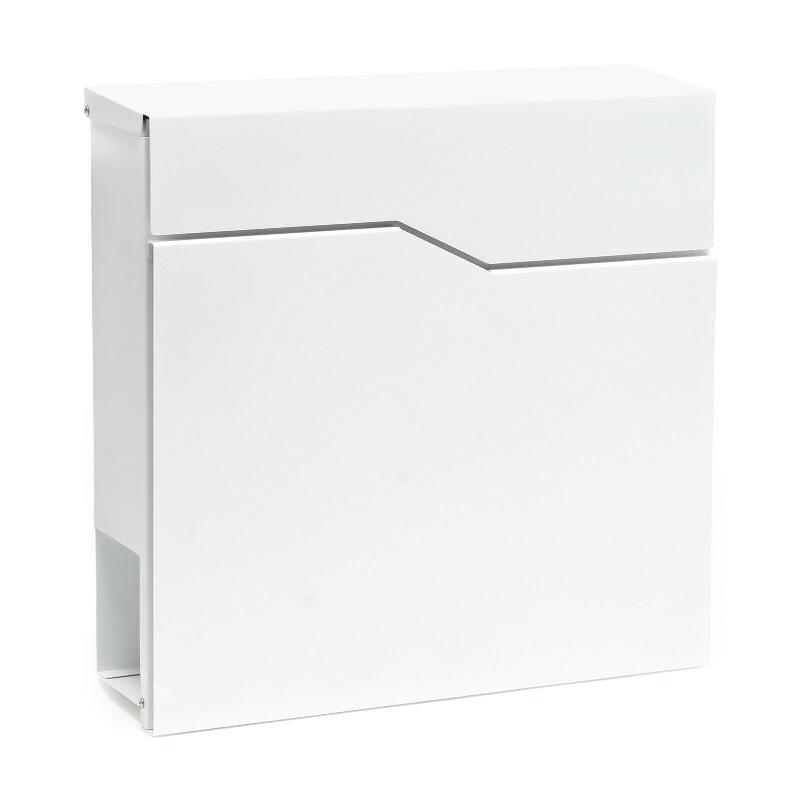 Boîte aux lettres design blanche - Fixation murale avec porte-journal en acier galvanisé 37 x 37 x 10,5 cm - Modèle 16_0000091_0