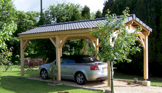 Carport bois Doizon - Abri en sapin du Nord traité avec toiture en bac acier_0