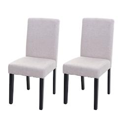 Décoshop26 - Lot de 2 chaises de salle à manger en tissu crème pieds foncés CDS04460 - 3001100169601_0