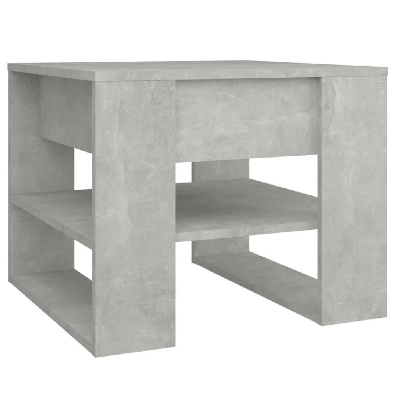 Décoshop26 - Table basse avec étagères design moderne et contemporaine 55,5 x 55 x 45 cm bois d'ingénierie gris DEC039303 - gris Bois massif 30002_0