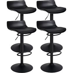 Décoshop26 - Tabouret de bar x4 avec repose-pieds hauteur réglable desing moderne en PVC noir et métal noir 10_0004500 - noir 3000252141473_0