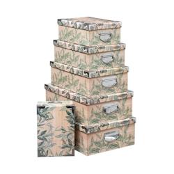 FIVE Lot de 6 Boîtes de rangement avec poignées et coins en métal déco Harmony - vert 3560237552422_0