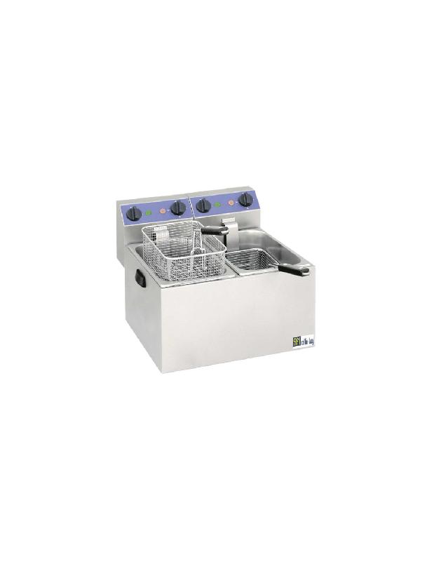 Friteuse électrique professionnelle - 2x4 Litres à poser - Inox satiné - SF44_0