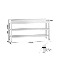 GGM Gastro Tables Inox de Travail Centrales Premium avec 2 étagères - Profondeur 700 mm - ATK207ZB - 4063326275961_0