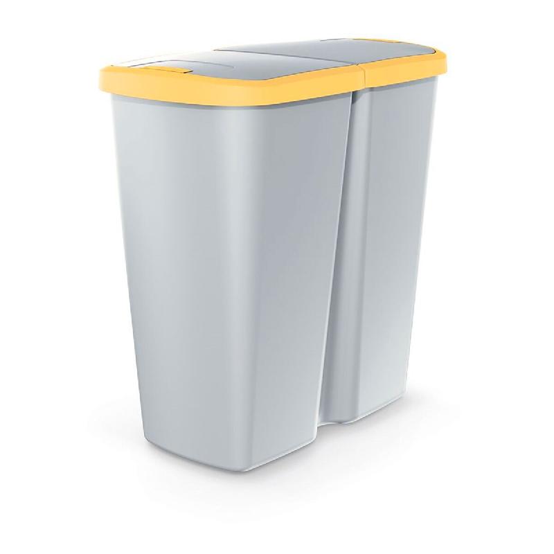 Keden - Compacta Q duo Poubelle 45L avec 2 Couvercles Indépendants de couleur Blanche et jaune - multicolore plastique ZA5483_0
