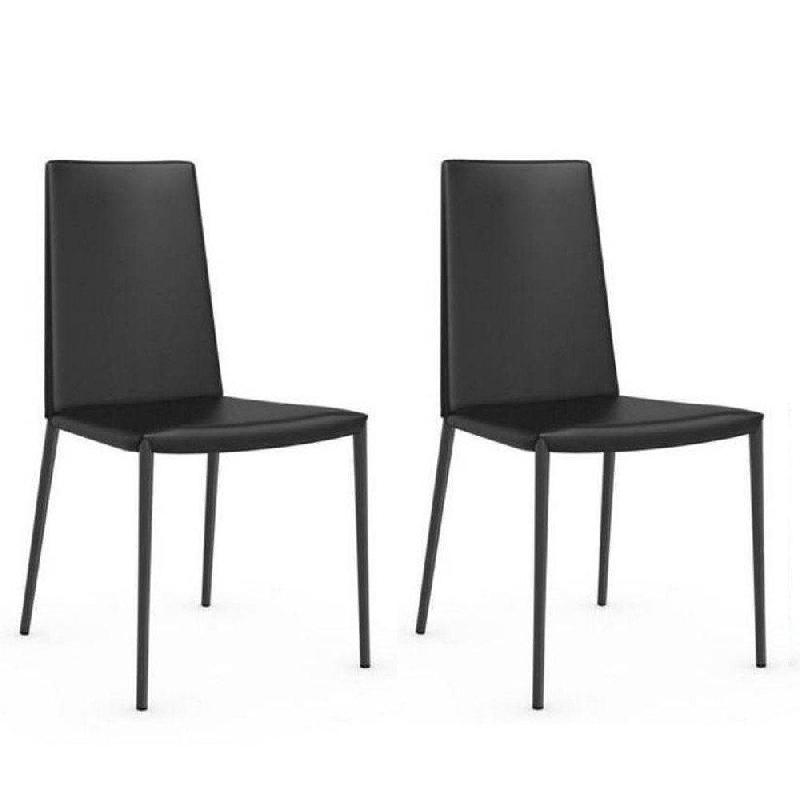 Lot de 2 chaises italiennes Boheme - Noir - Structure acier, assise et dossier en synderme - Design épuré_0