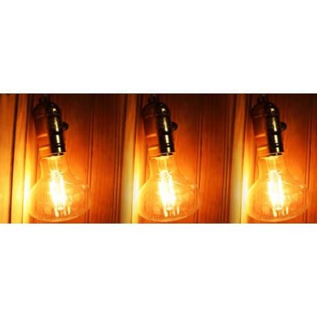 Pack de 3 ampoules vintage LED E27 4W - Style Edison R80 avec filaments visibles_0