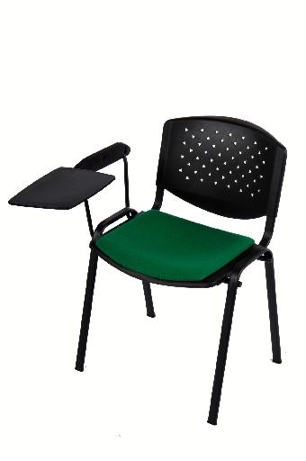 LOT DE 5 CHAISES EMPILABLES PRISMA PIÈTEMENT NOIR TISSU VERT_0