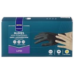 METRO Professional Gants jetables, latex, non poudrés, taille M, noir, 100 pièces - M noir latex 872488_0