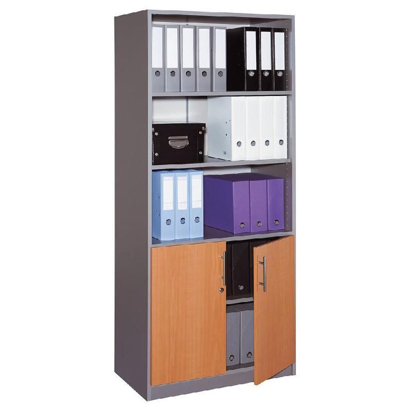 MEUBLE HAUT ACTIVITY 2 PORTES BASSES - H. 180 X L. 80 X P. 45 CM - CORPS ALUMINIUM - COLORIS DES PORTES : POIRIER.