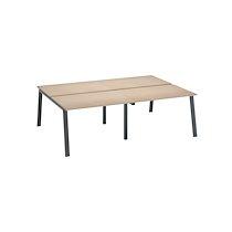 Pôle de 4 bureaux droits chêne clair L 120 x P 80 cm piétement métal anthracite - Arch_0