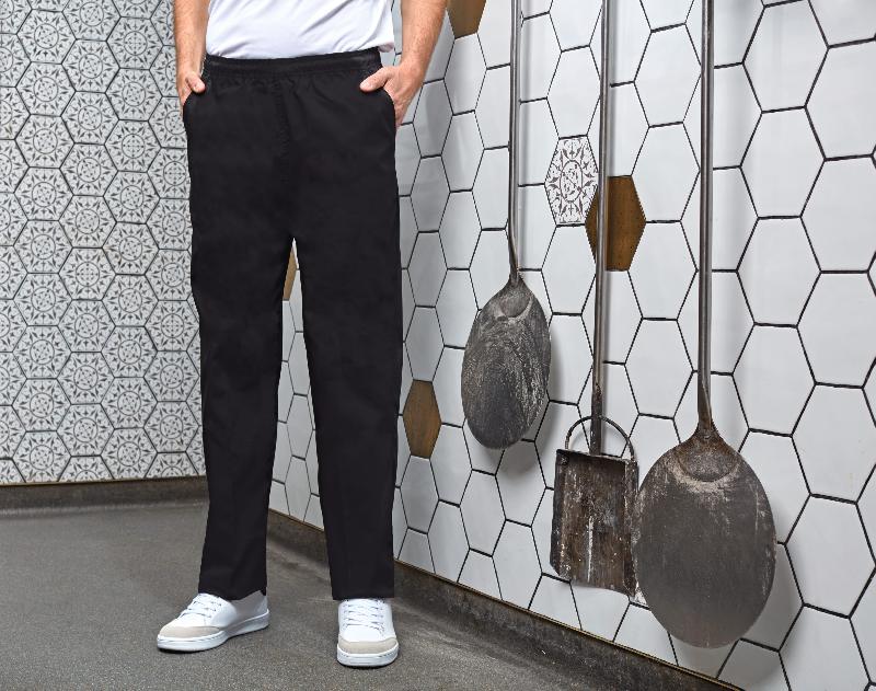 Pantalon de cuisine - Réf: PR553 - Unisexe, taille élastique, 65% polyester / 35% coton_0