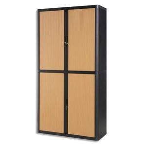 Easyoffice armoire démontable corps en ps teinté noir hêtre - dimensions l110xh204xp41,5 cm_0