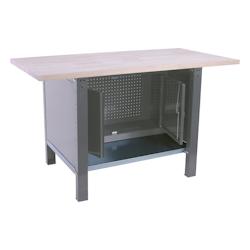 PROREGAL Etabli BUFFALO WOOD avec Armoire | HxLxP 86,5x150x75cm | Capacité de Charge 1000kg | Gris - gris métal PR_RS157-67_0