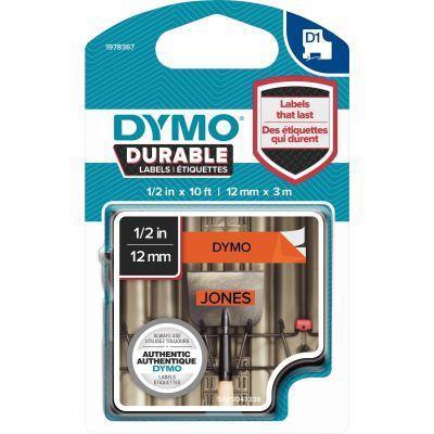 Ruban cassette 12 mm x 3 m - Impression noir sur support orange - Compatible systèmes D1 mono-cassette_0