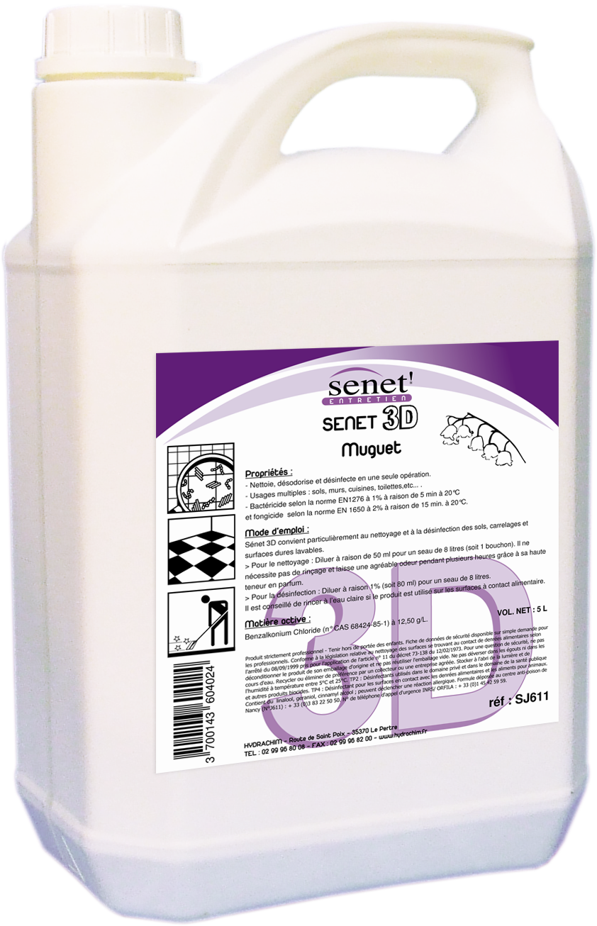 Senet 3D détergent pour sols - parfum muguet - nettoyage, désodorisation et désinfection_0
